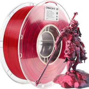 2025 Upgrade US Raw Materials Silk PLA 3D Printer Filament, Dual Color Red Black PLA 1.75mm, Shiny Multi Color Change Filament 3D Printing PLA Filament for Most FDM 3D Printer, +/-0.02mm, 1kg/2.2lb