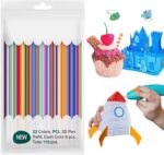 22 Colors 3D Pen Filament Refills, 2.5mm 3D Print Filament, 3D Pen Low Printing Temperature PCL Filament Start Refills Packs, Refill Filament Bundle for 3D Printing Pens 3D Printer