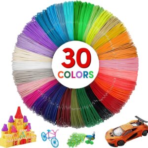 30 Colors 990ft PLA 3D Pen Filament Refills 1.75mm,Printer Filament Bundle,Printing Filament Refill with High-Precision Diameter Not Compatible with 3Doodler Pen for Kid Safe Painting Crafting