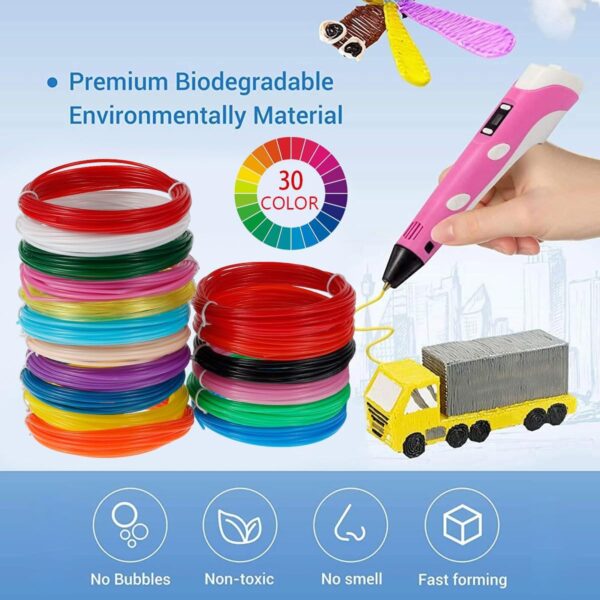 30Pcs 3D Pen Filament 1.75mm PLA Refills Pack, 3D Printing Pen Refills 30 Colors, Each Color 16.4 Feet, Universal Safety 3D Pen PLA Filament for 3D Pen and 3D Printer - Image 2
