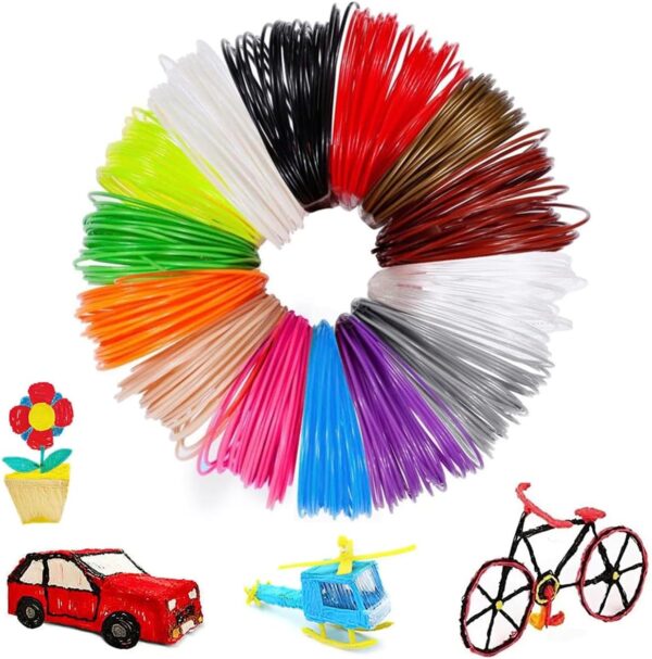 30Pcs 3D Pen Filament 1.75mm PLA Refills Pack, 3D Printing Pen Refills 30 Colors, Each Color 16.4 Feet, Universal Safety 3D Pen PLA Filament for 3D Pen and 3D Printer