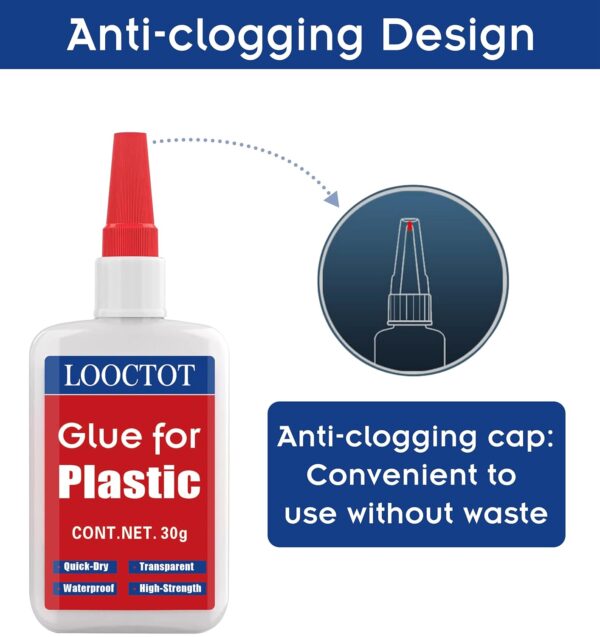 30g Plastic Glue,Adhesive for Legos&Miniatures,3D Printing,Toy Car,ABS,PVC;Super Instant Glue Bonding Between Plastics, Waterproof Clear - Image 2