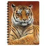 3D LiveLife Jotter - Aloof from Deluxebase. Lenticular 3D Tiger 6x4 Spiral Notebook with plain recycled paper pages. Artwork licensed from renowned artist Jeremy Paul