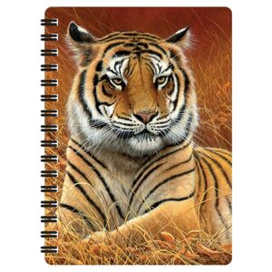 3D LiveLife Jotter - Aloof from Deluxebase. Lenticular 3D Tiger 6x4 Spiral Notebook with plain recycled paper pages. Artwork licensed from renowned artist Jeremy Paul