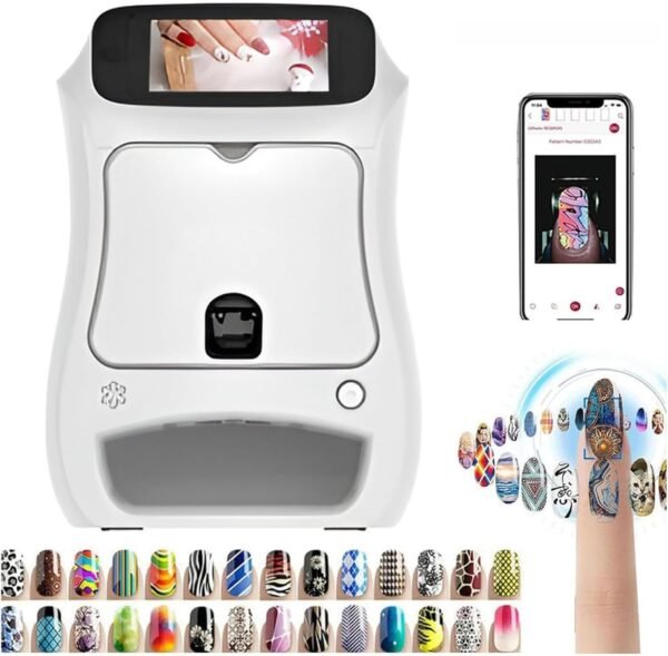 3D Nail Art Printer Machine - Digital Nail Design Machine Printer That Comes w/Over 800 Pictures of Nail |Wireless & Automatic Nail Art Machine,30s Done,Support WiFi/DIY/USB,White