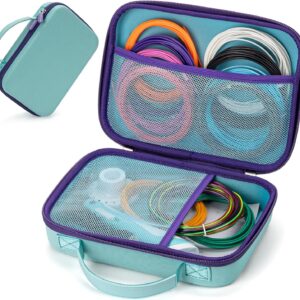 3D Pen Case for Scrib3d P1 Advanced, 3D Doodler Flow, MYNT3D Super Professional Printing, PIKA3D PRO, Extra Mesh Pocket Fits PLA Filament, Stencil Book, Project Guide, Light Blue(Case Only)