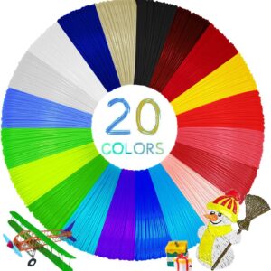 3D Pen Filament PLA, 20 Colors 1.75mm 3D Printing Filament Refills, Diameter Tolerance±0.02mm, Total 100 Meters, 3D Pen Refills for Jandi, LIHUACHEN, MYNT3D, SCRIB3D, Yummici, WGP Pens
