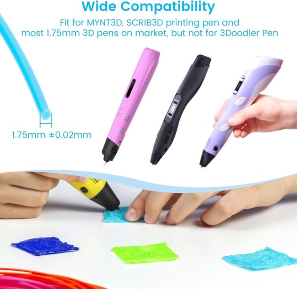 3D Pen Filament Refills, 20 Colors 1.75mm PLA 16.4ft Each Color Compatible with SCRIB3D, PIKA3D, MYNT3D and Most Other 3D Printing pens, Not for 3Doodler Pen - Image 2