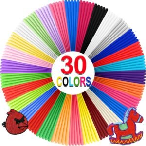 3D Pen Filament Refills, 30 Colors 1.75mm PLA Threads, Each Color 16.4 Feet, Total 492 Feet with 2 Finger Caps, Compatible with SCRIB3D MYNT3D 3D Pen (3D Pen Not Included)