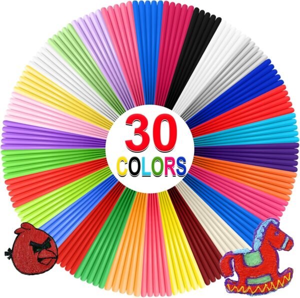 3D Pen Filament Refills, 30 Colors 1.75mm PLA Threads, Each Color 16.4 Feet, Total 492 Feet with 2 Finger Caps, Compatible with SCRIB3D MYNT3D 3D Pen (3D Pen Not Included)