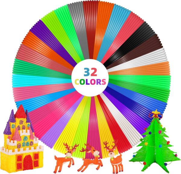 3D Pen Filament Refills 32 Colors 320ft Each Color 10 feet 1.75mm PLA 3D Pen Filament (32 Colors)