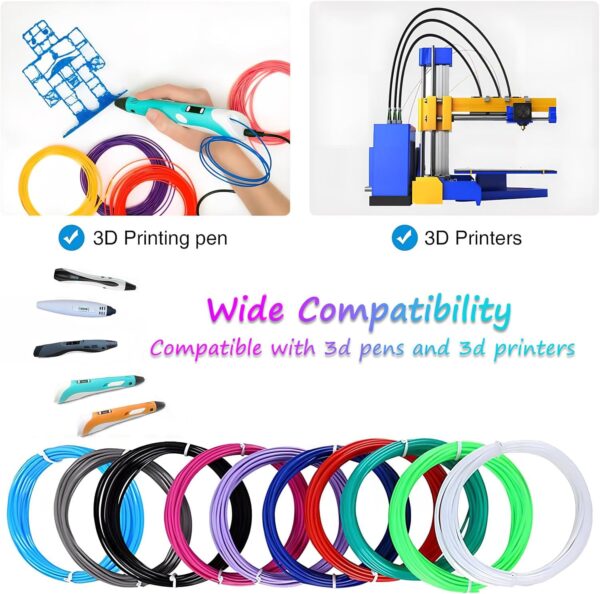 3D Pen Filament Refills,10 Colors,10 Feet Per Color,1.75mm PLA Compatible with Most 3D Pens and 3D Printers - Image 2
