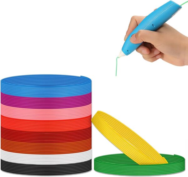 3D Pen Filament Refills,10 Colors,10 Feet Per Color,1.75mm PLA Compatible with Most 3D Pens and 3D Printers