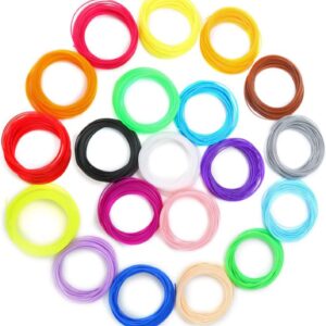 3D Pen Pla Filament Refill, 20 Rolls Bright Colors Pen Filament 3D Replacement Pen Refills, 10.9yd Per Roll