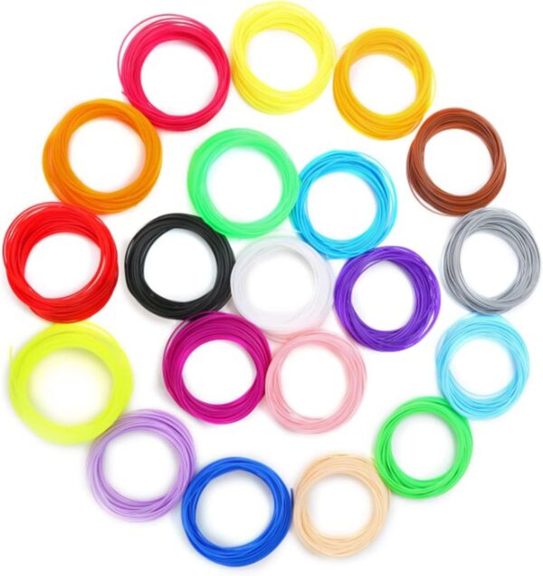 3D Pen Pla Filament Refill, 20 Rolls Bright Colors Pen Filament 3D Replacement Pen Refills, 10.9yd Per Roll