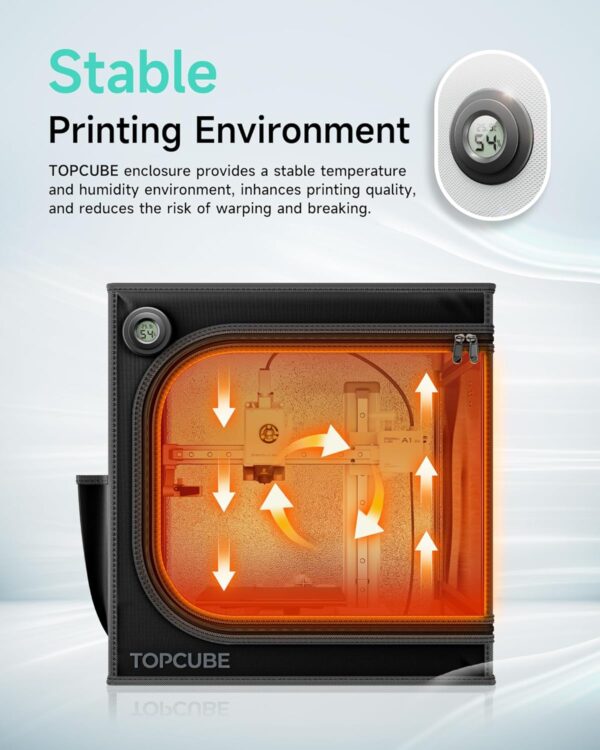 3D Printer Enclosure for Bambu Lab A1 Mini, Large Transparent Window Enclosure with LED Light, Fireproof Dustproof Noise Reduction Constant Temperature 3D Printer Cover, 460x460x550MM - Image 2