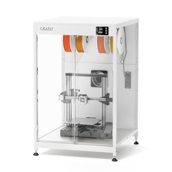 3D Printer Enclosure with Ventilation, Hold 4 Spools, Built-in Thermo-Hygrometer and LED Light, Noise Reduction, Dustproof and Heat-Resistant 3D Printer Cabinet, 23.6"W x 23.6"D x 36.6"H