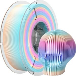 3D Printer Filament Bundle Silk Shiny PLA Filament Fast Color Change Toughness Upgraded 3D Printing Filament, 1.75mm 1kg(2.2lb), Silk Rainbow Ice Cream