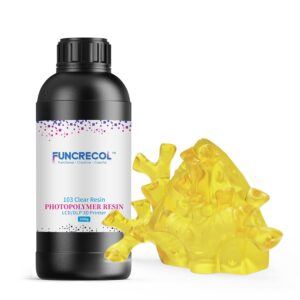 3D Printer Resin Clear, High Precision Fast UV-Curing 3D Resin 405nm for LCD/DLP/MSLA Resin 3D Printer, Low Odor 3D Printing Resin Clear Yellow 1KG