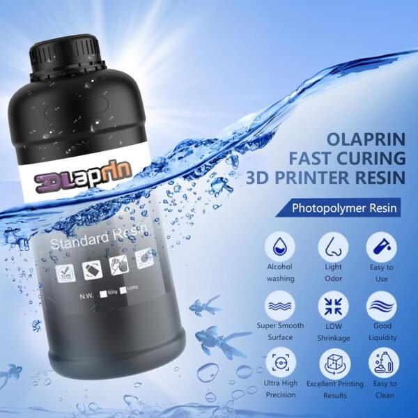 3D Printer Resin, Rigid Resin with Clear Details, Fast Curing, High Precision Resin, Low Odor, Compatible with More Than 90% LCD Light-Curing 3D Printers （Clear 1kg) - Image 2