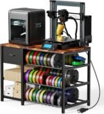 3D Printer Stand and Filament Storage Rack with Wheels, 3D Printer Table with Drawer and 3-Tier Metal Filament Holder, Printer Filament Stand Organized for Office Workshop Studio Office