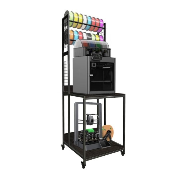 3D Printer Stand with Double Layer 3D Printer Filament Storage Rack, TR22 Heavy Duty Mobile Printer Table with Wheels for Studio Office Storage and Organization