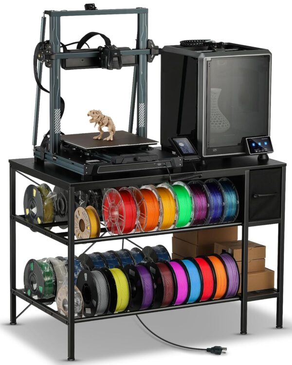 3D Printer Table with Filaments Storage - 3D Printer Stand Filament Storage Rack Heavy Duty 3D Printer Desk with Drawer for Workshop Studio Office