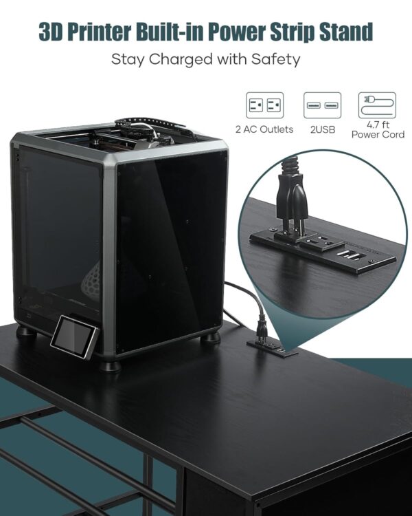 3D Printer Table with Filaments Storage - 3D Printer Stand Filament Storage Rack Heavy Duty 3D Printer Desk with Drawer for Workshop Studio Office - Image 2