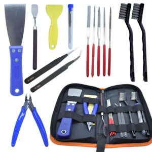 3D Printer Tool Kit, 24pcs 3D Printer Nozzle Cleaning Tool Removal Tool Kit, Wire Brush, Wire Flush Cutter, Scraper Knife, Diamond Files, Tweezer, Putty Knife for 3D Printer, Model Building