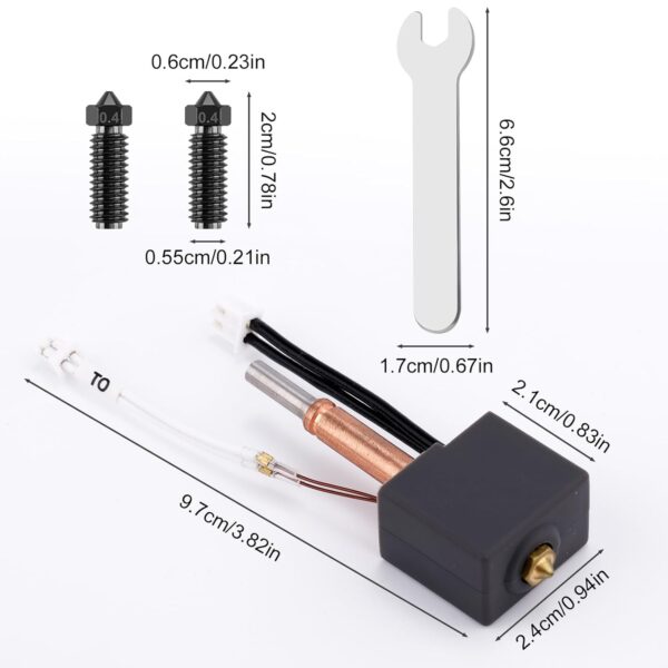 3D Printing Extruder Hotend Kit, Extruder Print Head with Silicone Case Heating Block Hotend with Nozzle Wrench Accessories Hot End Parts Combo Supplies Compatible with Kobra 3 3D Printer - Image 2