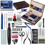 3D Printing Tool Kits for 3D Printer with Wood Toolbox 124Pcs 3D Printing Accessory Includes Deburring Tool,Sanding Pens, Tube Cutter for 3D Print Model Removing, Cleaning, Finishing