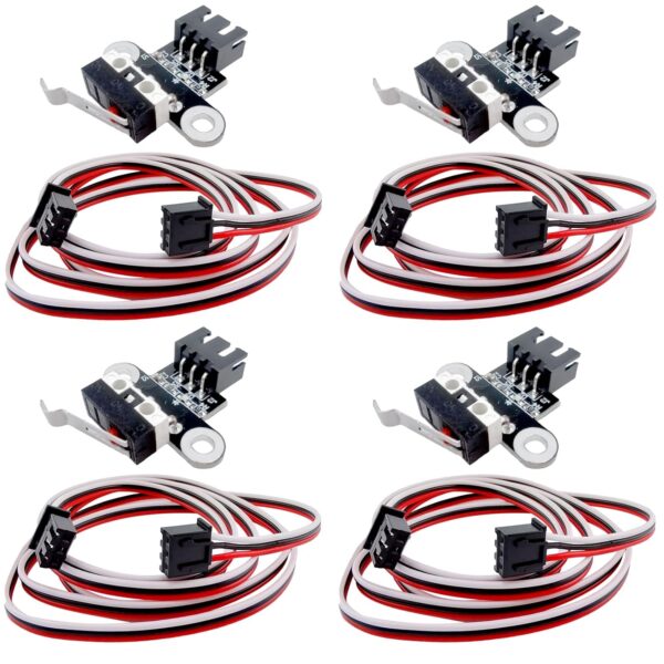 4Pcs 3D Printer Limit Switch Cables and Limit Switch, Mechanical Endstop Limit Switch Module Endstop Switch Horizontal Type with 1M 3 Pin Cable for 3D Printer Parts Ramps1.4,