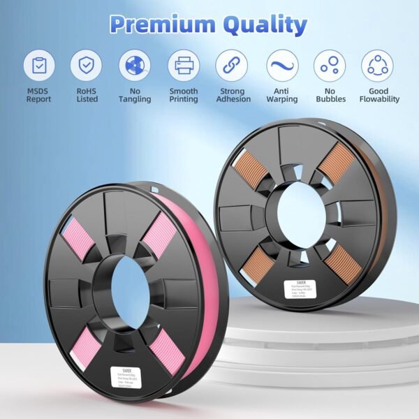 8-Color PLA Filament Bundle for 3D Printers 1.75 mm, 8 Pack Filament Refills, 269 FT 250 g Per Spool, 2 kg in Total, White, Black, Red, Green, Yellow, Pink, Orange Yellow, Brown - Image 2