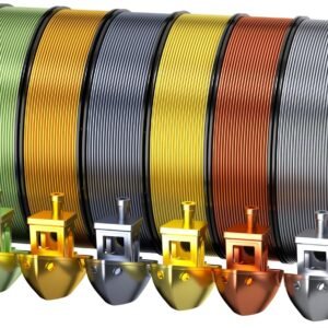 8-Color Silk PLA Filament Bundle for 3D Printers (1.75mm, 250g/Spool, 272 FT Total) - Black Grey, Bright Gold, Pharaonic Gold, White, Copper, Bronze, Sapphire Blue, Silver Grey, Low Warping, 2 kg