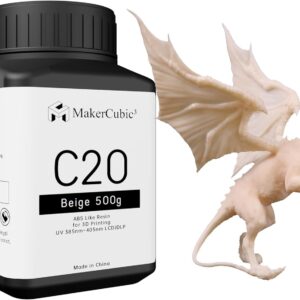 ABS-Like 3D Printer Resin, Higher Heat Resistance,405nm Band Curing, Non-Brittle High Precision 3D Printing Liquid((ABS-Like 500g,Beige)