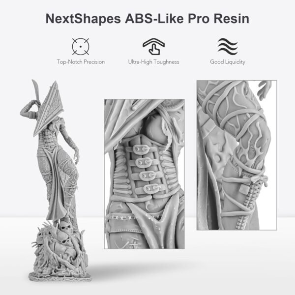 ABS-Like Pro Engineer Resin, with Ultra High Toughness, Low Shrinkage 3D Printing Photopolymer Resin for LCD/DLP 3D Printers (Black, 500g) - Image 2
