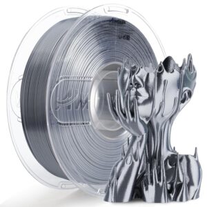 AMOLEN Silk PLA Filament 1.75mm 3D Printer filaments, Shiny Silver Grey Filament for 3D Printing, 1kg(2.2lbs) Spool, Compatible with Most FDM Printer(Silk Silver Grey)