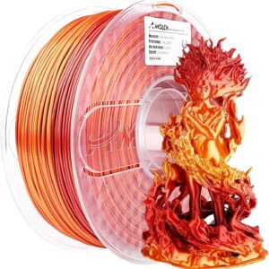 AMOLEN Silk PLA Gradient 3D Printing Filament, 1KG Spool 1.75mm Silk Shiny Red Gold Gradient Printer Filament 2.2lb Brighter New Version, Compatible with 3D Printer and 3D Pen