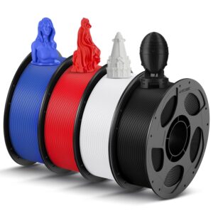 ANYCUBIC High Speed 3D Printer Filament 1.75mm Bundle, Rapid PLA Filament with High Prints Quality, Dimensional Accuracy +/- 0.02mm, 1KG Reusable Spool, 4KG Black +White + Blue + Red