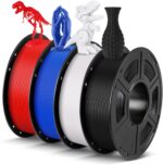 ANYCUBIC PLA Filament 1.75mm Bundle, 3D Printing PLA Filament 1.75mm Dimensional Accuracy +/- 0.02mm, 1KG Spool (2.2 lbs), 4KG Black + White + Blue + Red