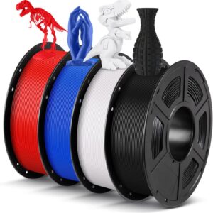 ANYCUBIC PLA Filament 1.75mm Bundle, 3D Printing PLA Filament 1.75mm Dimensional Accuracy +/- 0.02mm, 1KG Spool (2.2 lbs), 4KG Black + White + Blue + Red