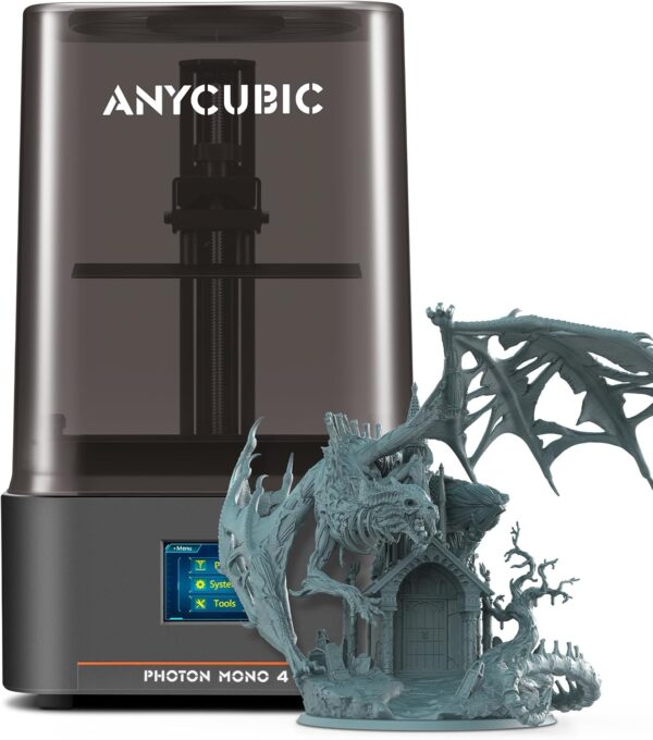 ANYCUBIC Photon Mono 4 10K Resin 3D Printer, 7'' HD Mono LCD Screen, Power Off Resume, Upgraded Light Source, Print Volume 6.04'' x 3.43'' x 6.49''