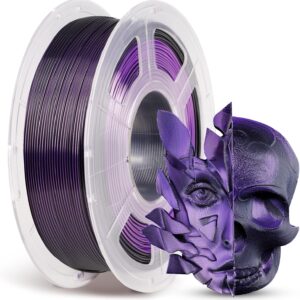 ANYCUBIC Silk Dual Color Pla Filament, 2-in-1 Chrome Coextrusion Color Change 3D Printer Filament 1.75mm Dimensional Accuracy +/- 0.02mm, Silk Texture, 1KG Spool (2.2 lbs), Black Purple