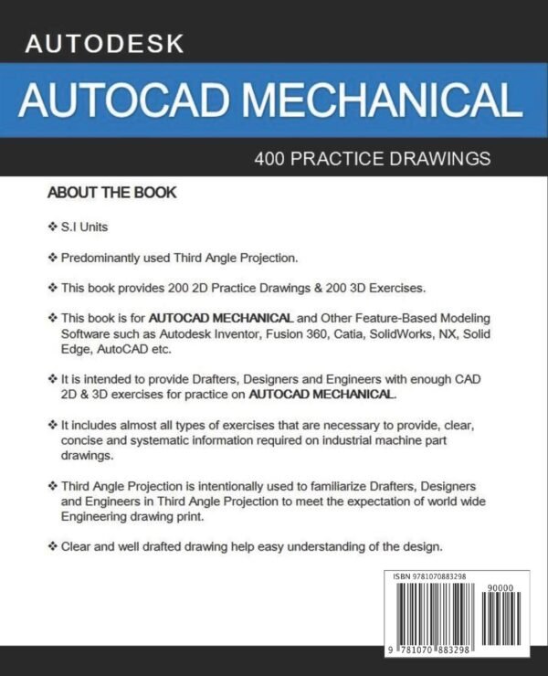 AUTOCAD MECHANICAL: 400 Practice Drawings For AUTOCAD MECHANICAL and Other Feature-Based 3D Modeling Software - Image 2