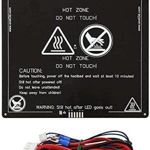 Aluminum MK2 MK3 12V Heated Bed Hotbed Upgrade with Hotbed Wire Cable Line for Anet A8 A6 3D Printer, Black 220x220mm