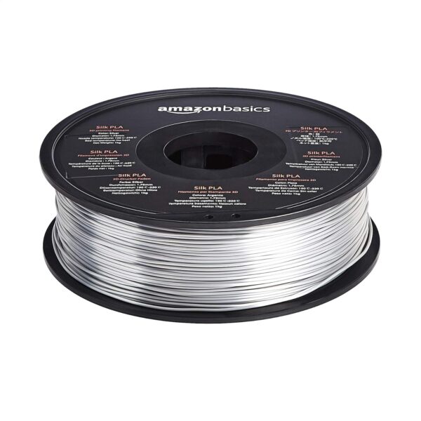 Amazon Basics SILK PLA 3D Printer Filament, 1.75 mm, Silver, 1 kg Spool (2.2 lbs) - Image 2