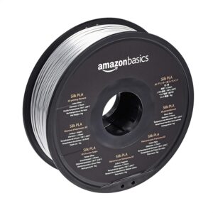Amazon Basics SILK PLA 3D Printer Filament, 1.75 mm, Silver, 1 kg Spool (2.2 lbs)
