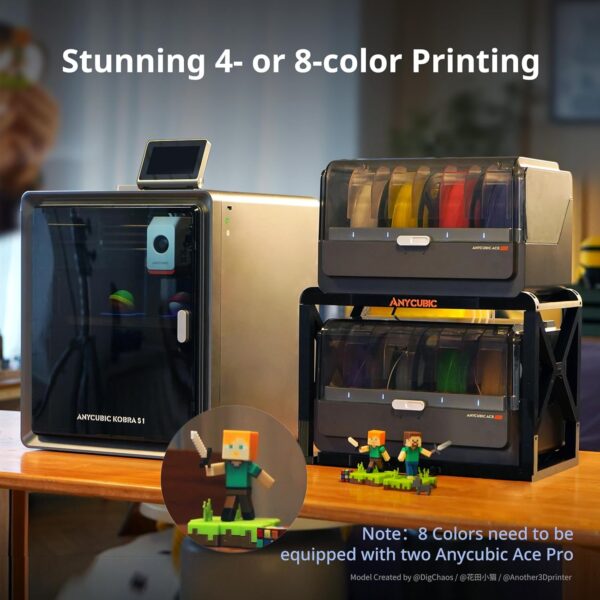 Anycubic Kobra S1 Combo 3D Printer, Multi-Color 3D Printer High Speed Max 600mm/s High Precision, Core XY Stable Structure Ultra-Quiet Printing Anycubic App One-Click Printing 250 * 250 * 250mm - Image 2