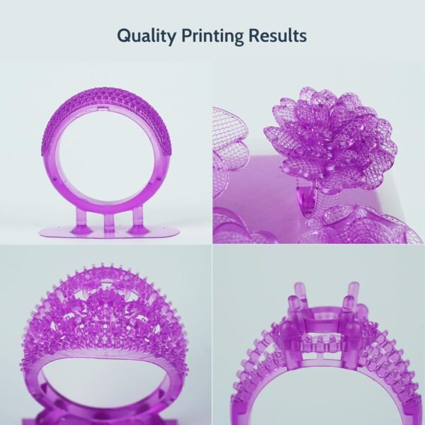 Castable 3D Printer Resin Easy to Printing and Burn for Jewelry and Metal Parts, Jewelry Casting Resin with Low Ash Content High Resolution Compatible with 405nm Resin Printer 1000g Purple - Image 2