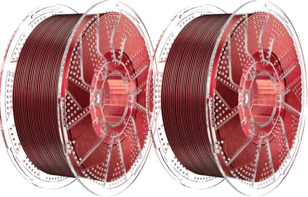 Chitu Systems Conjure Silk PLA 3D Printer Filament, 2KG Spool (4.4lbs), 1.75mm Dual Color Filament, Dimensional Accuracy +/-0.02mm, Silk 3D Printing Filament Bundle, (Black Red 2-Pack)